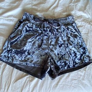 Purple Greyish Velvet Shorts W/ Pockets